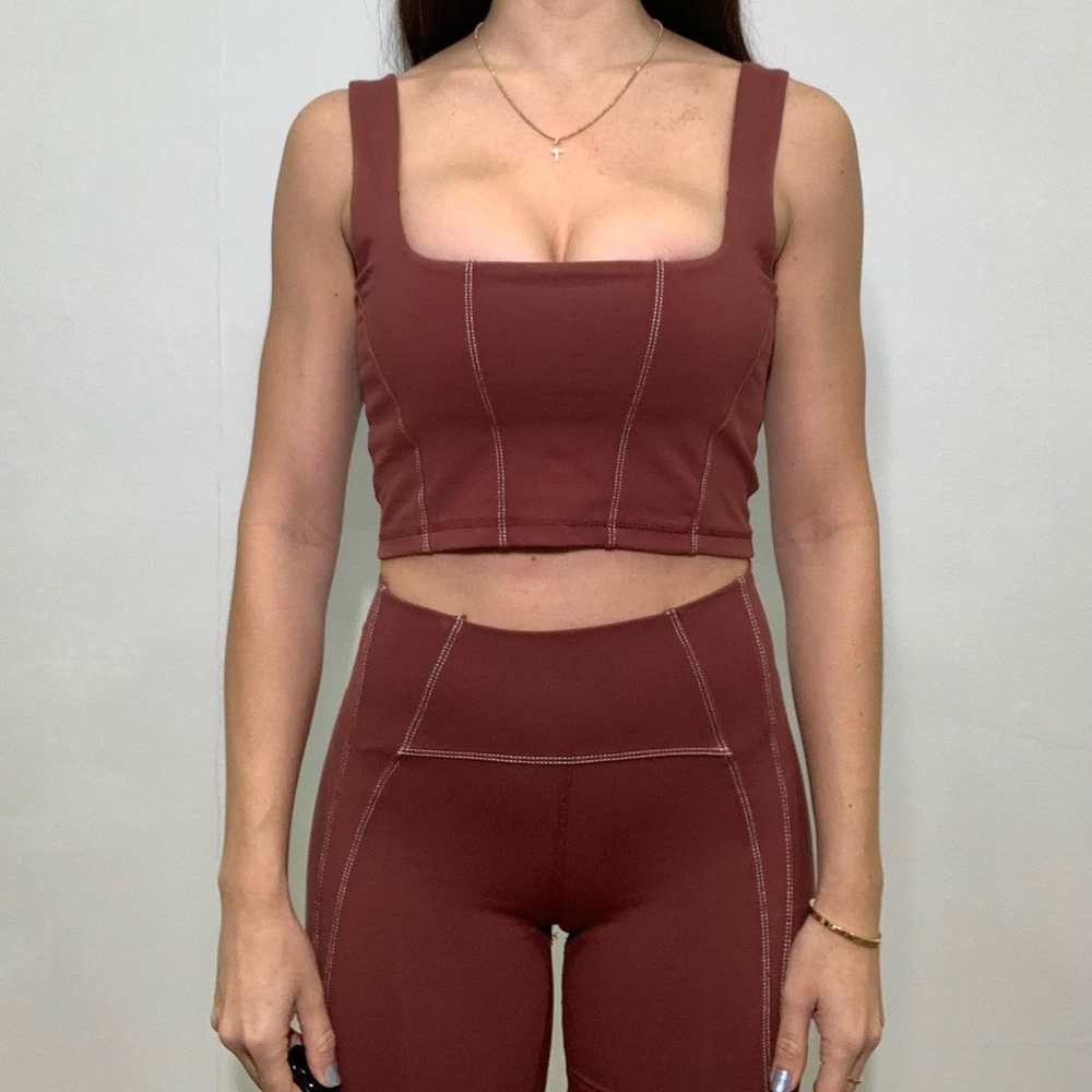 MAROON GLYDER CROP TOP & LEGGINGS SET